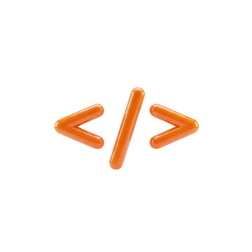 Orange coding brackets symbol isolated on transparent background
