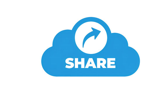 Cloud share icon with arrow. Digital data transfer symbol for web and mobile applications.