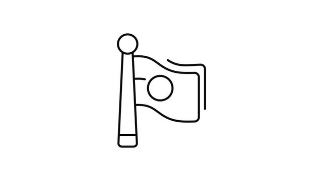 Minimalist outline animation of Greenland flag on flagpole drawing on and fading out. Features a clean pop up style in 3 color setups.