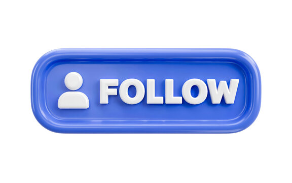 3D Follow button icon. Social media follower sign for digital marketing and web interface.