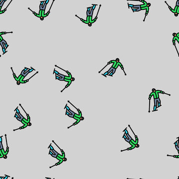 skier downhill position mountain skiing vector seamless pattern skier downhill position mountain skiing sign illustration