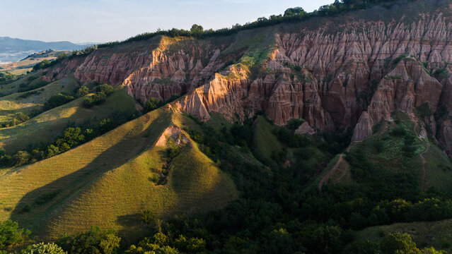 Aerial View of Rapa Rosie Red Ravine in Romania