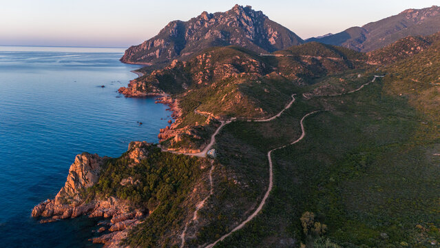 Drone Travel Seascape of Su Sirboni Beach, Italy