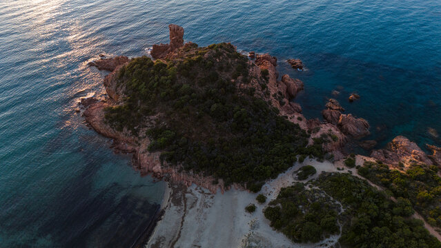 Turquoise Sea and Sandy Cove on Sardinian Coast