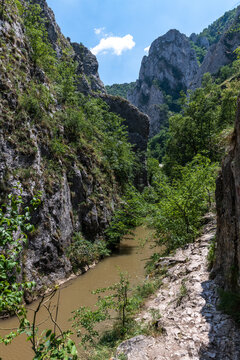 Scenic Limestone Cliffs at Turda Gorge in Romania