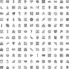 Fototapeta premium Large collection of diverse line icons representing various concepts including business, technology, medical, logistics, travel, food, and communication, perfect for web and app design