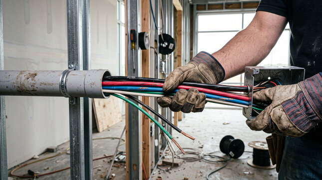 Plumber repairing copper pipes with wrench. Skilled technician fixing residential plumbing system connections.
