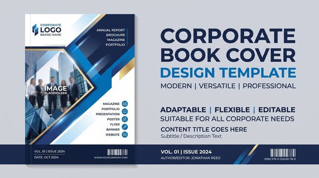 Corporate Book Cover Design Template in A4. Can be adapt to Brochure, Annual Report, Magazine,Poster, Business Presentation, Portfolio, Flyer, Banner, Website.