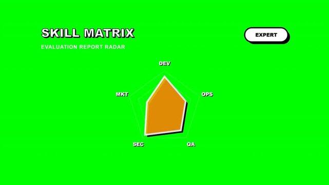 Skill matrix radar chart evaluation on green screen 4k