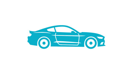 Fototapeta premium A simple blue silhouette of a modern sports car isolated on a white background