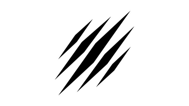 A set of sharp claw marks isolated on a clean white background
