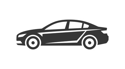 Fototapeta premium A simple black silhouette icon of a modern sedan car isolated on a white background