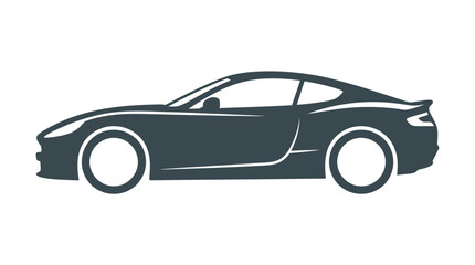 Fototapeta premium A minimalist silhouette of a sleek sports car isolated on a white background