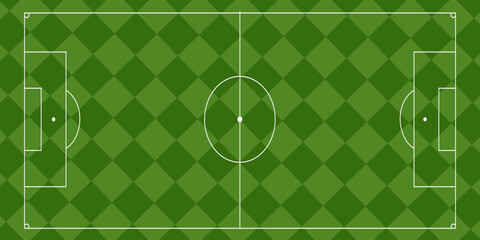 Football or soccer field. Green grass texture vector design. Green square background. © aril