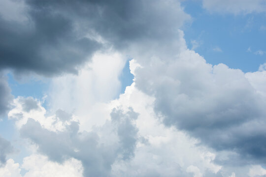 Rain shower falling from cumulonimbus cloud