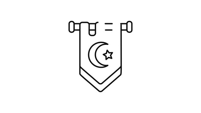 Minimalist outline animation of Turkiye flag pennant drawing on and fading out. Features a clean pop up style in 3 color setups.