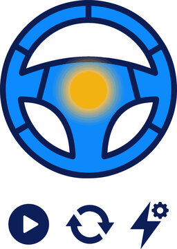 AI business autopilot steering wheel icon vector