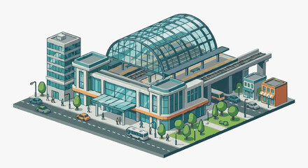 Modern Glass-Covered Commercial Complex. © Dodi