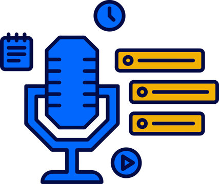 AI meeting summary microphone transcript vector icon