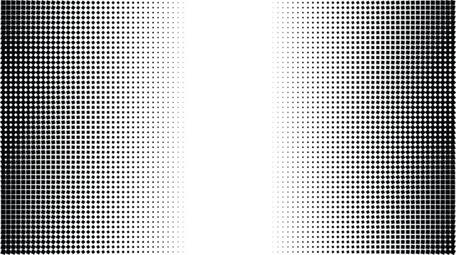 Black and white halftone pattern with square dots, abstract monochrome texture on a white background, for and digital