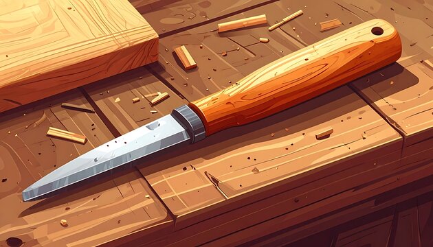 Chefs knife and carrots on wooden cutting board.