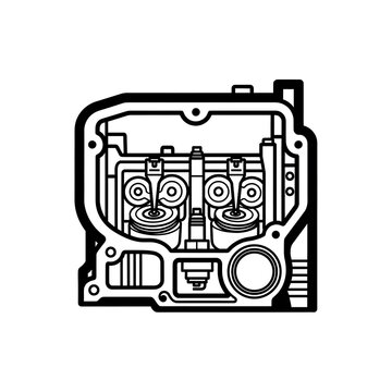 Detailed technical drawing of a complex mechanical gearbox.