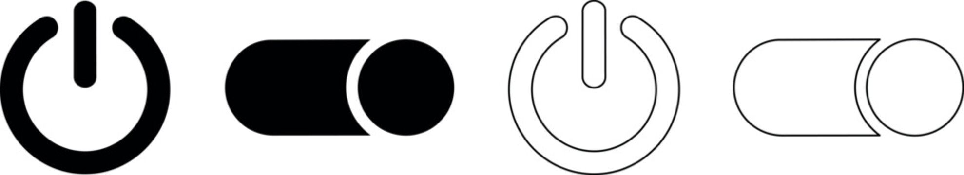 Power button and toggle switch icons for digital interfaces and controls