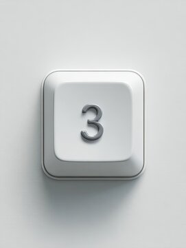 Number 3 Keyboard Key Simple Minimalist Design White Background
