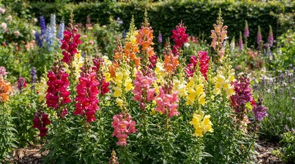 Fototapeta premium Vibrant Snapdragon Flowers Blooming in a Lush Garden.