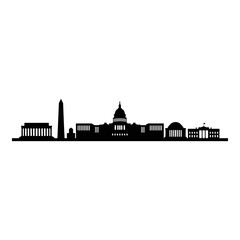 Obraz premium Washington dc skyline featuring iconic landmarks and sunset