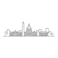Obraz premium Washington dc skyline line art with capitol and monuments