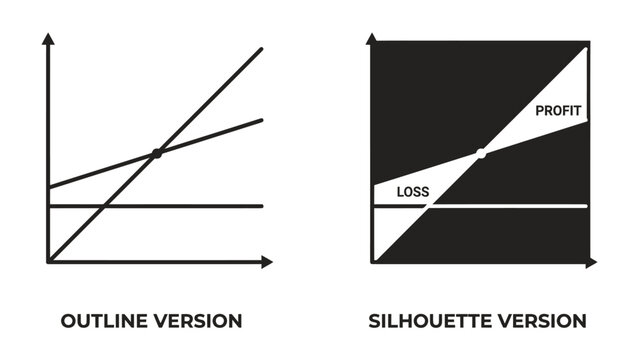Business Growth and Loss Comparison: Two contrasting charts illustrate business performance, one showing clear growth and the other a stark comparison of profit versus loss.