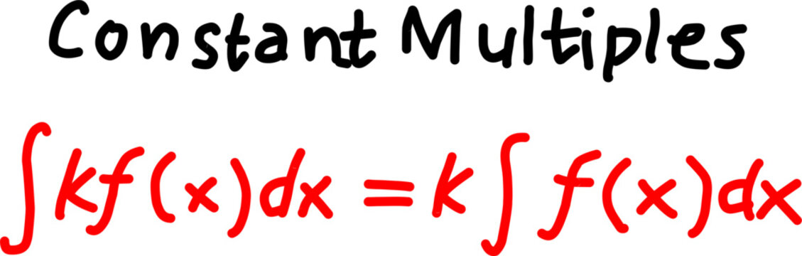 Constant multiple rule for integration illustrating a basic calculus property with mathematical notation, ideal for education, textbooks, and study.