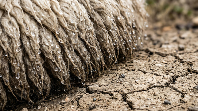 Gideon testing God's will with a fleece of wool. The wool is miraculously completely soaked with dew, while the dirt around it is bone dry