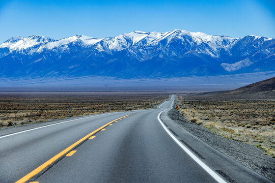 To lane highway leading to mountains