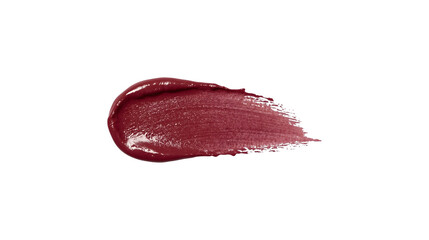 Fototapeta premium Thick swipe of deep plum lipstick swatch isolated on white background