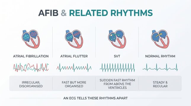 Atrial fibrillation and related heart rhythms