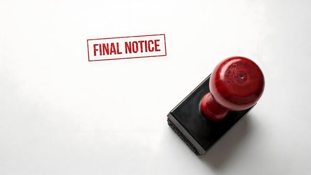Red rubber stamp with the text final notice isolated on white background