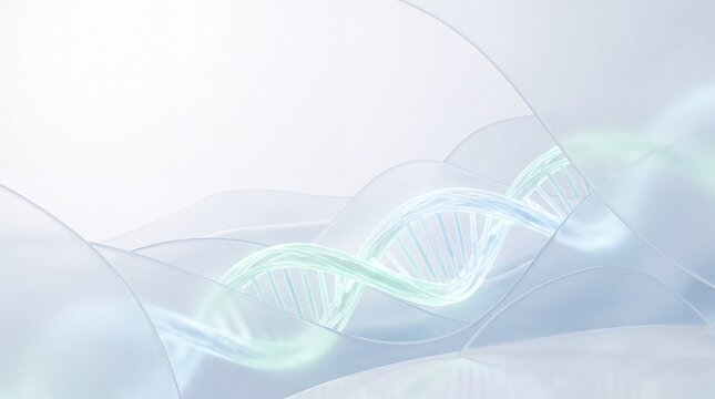 Abstract bio tech medical background with translucent mint green and blue structures
