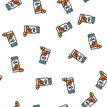 salmon omega3 oil vector seamless pattern salmon omega3 oil sign illustration