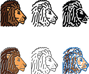 Obraz premium multistyle lion animal zoo color icon vector. lion animal zoo sign. isolated symbol