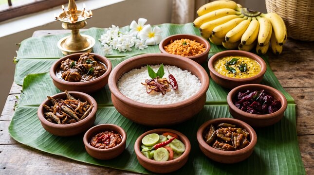 Sri Lankan New Year Avurudu Feast Table with Kiribath Sweetmeats 