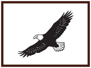 Naklejka premium Majestic American Bald Eagle Soaring In Sky Black Graphic Icon