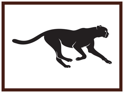 Fast Sprinting Wild Cheetah Running In Motion Black Graphic Art