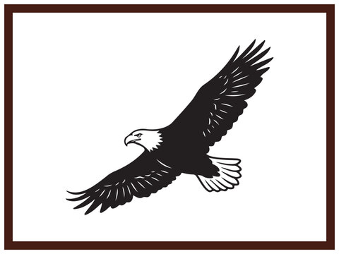Majestic American Bald Eagle Soaring In Sky Black Graphic Icon