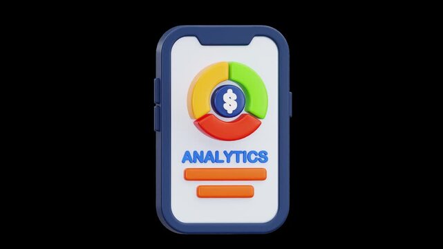 Mobile Financial Analytics 3D Animation | Alpha Channel