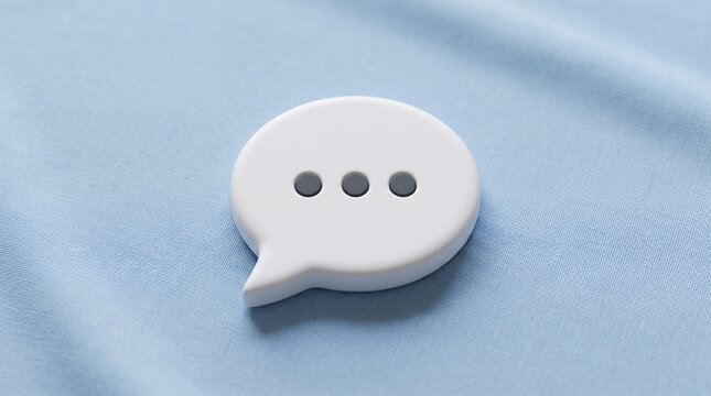 White speech bubble icon with three dots on a blue background.