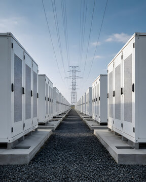 Utility Scale Battery Energy Storage System Facility with Power Transmission Lines