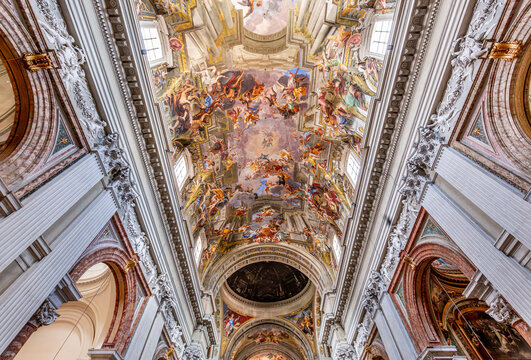 Sant Ignazio church ceiling frescoe, Rome, Italy