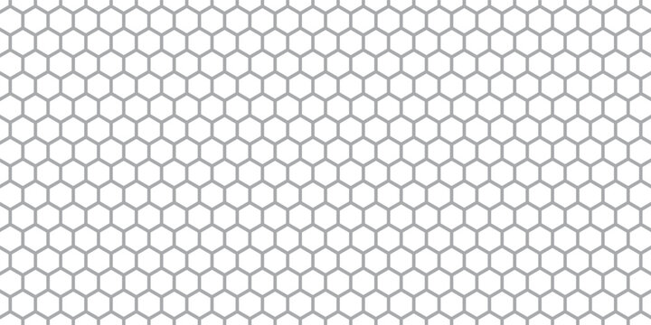 Repeated hexagon shapes pattern. Honeycomb background. Minimalistic print with hexahedrons. Mosaic geometric texture. Tile floor, fence or fishnet surface.